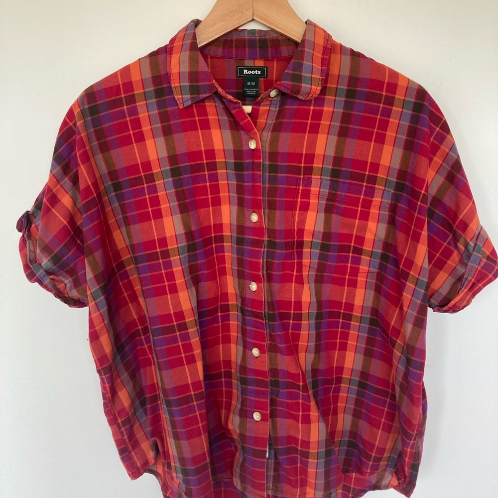 Lightweight cotton Roots Red and Orange Blouse Casual Plaid
